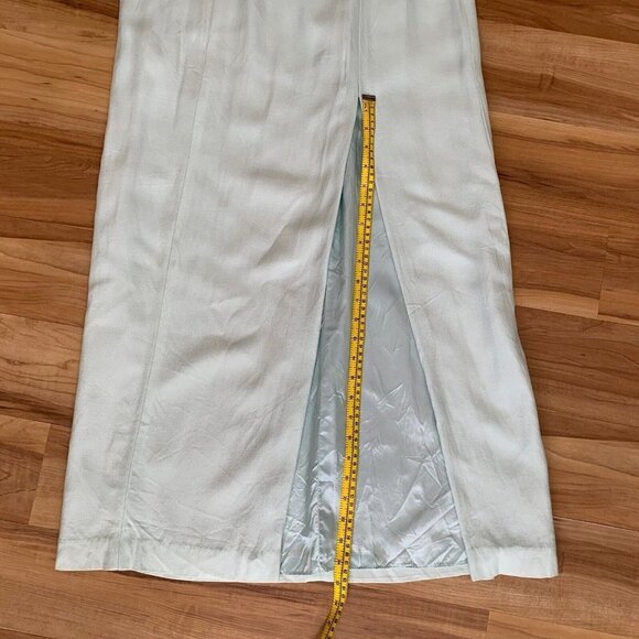 ILGWU Medium Mint Green Full Length Dress Sleeveless Gown With Slit Vintage - Picture 10 of 16